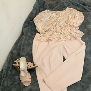 Jennifer Lopez blush pink ankle pants